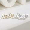 Aretes de Plata Fina S925 Plata Estilo Tiktok Versión Coreana Aretes de Corazón para Mujer De Corazón a Corazón Aretes en Forma de Corazón Dulces Accesorios
