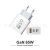 Carregador multiporta ACC quadrado de 65 W, 1 USB, 2 PD, cabeça de carregamento para celular, 5 V2A, 12 W, adaptador de energia de calibre europeu e americano