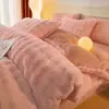 Conjunto de Cama de Lã Bolha para Casa de Quatro Peças Leite Lã Mais Veludo Gradiente Cor Sólida Inverno Espessado Quente Lã Roupa de Cama para Dormitório