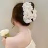 Clip para Cola de Caballo Semi-Atada Floral Dulce de Gasa Super Hada Accesorio para el Cabello Pinza de Tiburón para Mujer Horquilla de Gama Alta