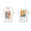 Anime Japonés Europeo y Americano Y2K Nuevo Mundo Estampado Algodón Letras Graffiti Suelta Camiseta de Manga Corta para Hombre y Mujer Peso 220