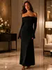 Comercio exterior transfronterizo ropa de mujer, vestido de malla con lentejuelas, vestido bodycon sexy de hombros descubiertos con mangas acampanadas, vestido de estilo europeo y americano