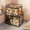 Contenedor de almacenamiento de peluches de gran capacidad y estilo, caja de almacenamiento de muñecas transparente a prueba de polvo para la sala de estar