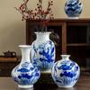 Jarrón de cerámica Jingdezhen, jarrón de cerámica con loto en relieve pintado a mano, adornos decorativos de cerámica, jarrón chino hidropónico