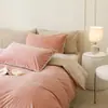 Juego de Cama de Terciopelo de Leche Otoño e Invierno Juego de Cuatro Piezas Funda de Edredón Gruesa de Terciopelo Coral de Doble Cara Sábana de Franela Individual Juego de Tres Piezas
