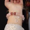 Pulsera de cristal natural de 10 mm al por mayor, con colgante de calabaza de circón hueco y fresa, estilo chino.