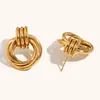 Moda europea y americana temperamento personalidad nicho pendientes lineales irregulares acero inoxidable chapado en oro de 18 quilates pendientes de aro de línea