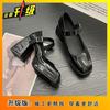 Moda Retrô Nicho Sapatos Mary Jane 2025 Novos Sexy Couro Envernizado Salto Grosso Baixos Sapatos Pequenos de Couro Salto Alto para Mulheres