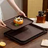 Bandeja Rectangular Imitación Madera, Bandeja para Cena, Bandeja para Té, Bandeja de Almacenamiento para Tazas de Agua del Hogar, Bandeja para Pasteles de Cafetería para el Año Nuevo