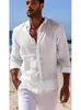 Camisa de Botones Independiente para Hombre Verano Manga Larga Color Sólido Cuello Solapa Transfronteriza Primavera y Verano Fuera de Temporada Casual Diaria Camisa de Hombre