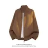 Jaqueta casual masculina de gola alta para primavera e outono, corte solto, mangas raglan, design com zíper duplo, top masculino moderno cleanfit, atacado