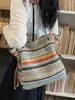 Elegante Bolso Tejido Arcoíris Shuai Mi para Mujer, Nuevo Modelo 2026, Bolso de Playa Estilo Vacaciones, Bolso de Hombro Casual de Gran Capacidad