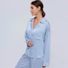 Primavera/Verão 2026 Estilo Europeu e Americano Cetim Manga Longa Seda Gelada Camisola Moda Casual Roupa de Dormir Conjunto de Duas Peças Roupa de Casa Feminina