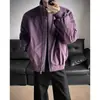 Chamarra bomber de retazos deconstruida estilo americano con cuello alto para hombre, prenda exterior de otoño de corte limpio, chaqueta de béisbol cool de alta costura