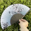 Leque Dobrável Estilo Antigo Transfronteiriço para o Verão, Estilo Chinês, Hanfu, Cheongsam, Leque Pequeno Dobrável de Bambu Portátil para Mulheres