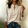 Camisas de manga larga a rayas para mujer, estilos casuales de moda, transfronterizas de Amazon europeas y americanas, nuevas