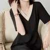 Vestido de seda de amoreira preto para mulheres, novo estilo verão 2026, decote V elegante, modelador, estilo universitário, vestido de seda para mulheres baixinhas
