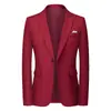 Traje talla europea 2026 nuevo modelo de comercio exterior, blazer de un solo botón de solapa plana, corte slim, traje para hombre sin arrugas