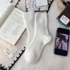 Calcetines de Lana Suave de Color Sólido Estilo Coreano Simple Estilo Ins Calcetines Holgados Otoño e Invierno Calcetines Gruesos Cálidos para Mujer de Media Pantorrilla