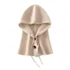 Gorro de cachemira estilo coreano para otoño e invierno para mujer, nuevo gorro de punto liso para exteriores con cordones, diseñado para mantenerte abrigada y proteger tu cabeza del frío