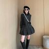 Vestido Francês com Emenda e Senso de Design, Gola Polo, Estilo Cool, Saia Plissada Xadrez, Vestido de Princesa Estilo Ocidental que Reduz a Idade