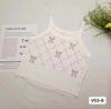 2026 Top Regata Tricotado Sem Mangas com Studs em Losango, Design Menina Doce e Picante, para Mulheres, Colete Interno Curto Slim Fit de Verão