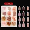 Arte de Unhas Hot Girl Transfronteiriça Pontas de Unha Cor Nude Unhas Postiças 144/288 Peças Cor Sólida Estilo Francês Simples Pontas de Unha Usáveis