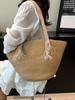 Bolso Grande Tejido Estilo Vacacional Transfronterizo para Mujer 2025 Nuevo Bolso de Paja de Moda Trendy para Axila Verano Bolso Tote para Viajes