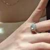 Anillo de Plata de Ley S925 Jade Espuma de Agua Medieval Vintage Moda Nicho Diseño Estilo Palacio Geométrico Abierto