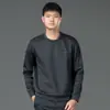 Moletom Casual Masculino Outono Roupa Esportiva Masculina Gola Redonda Blusa de Vestir Camisa Base Forrada com Lã Jaqueta Texturizada 03