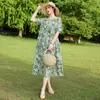 Vestido de Algodão e Seda de Alta Qualidade para Mulheres Verão Novo Roupas para Mães de Meia-Idade Tamanho Grande Solto Cobertura da Barriga Emagrecimento Saia de Algodão Artificial