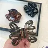 Pinza para el pelo simple con estampado de leopardo ámbar para la parte trasera de la cabeza de mujer Pinza para el pelo Pinza para el pelo de alta gama Pinza de tiburón Pinza para el pelo nueva Accesorio para el pelo