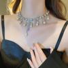 Collar de Borla de Perla de Zircón Gota de Agua para Mujer Collar de Cadena Nicho de Lujo Ligero Accesorios de Vestido de Novia de Alta Gama