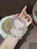 Pulsera de Cristal Blanco Aguamarina Natural para Mujer, Pulsera de Cuentas de Cristal Morado de Lujo Ligero, Sensación Nicho de Alta Gama, Regalo