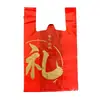 Bolsa de Plástico Roja Portátil Empaque para Llevar Bolsa de Compras de Supermercado Bolsa Tote Festiva para Dulces de Boda