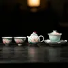 Mojibiluo Tinta Azul Nube Loto Pintado a Mano Colección de Juegos de Té Arita-yaki para Uso Doméstico Juego de Té Kung Fu con Tetera, Gaiwan y Tazas de Té