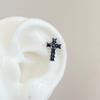 Arete de Cruz de Circonia Estilo Cyberpunk Serie Diablo Arete de Clip de Cruz Cool Flash Amor Murciélago Joyería para Mujer