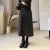 Falda de Acetato de Alpaca de Cintura Alta para Mujer en Otoño e Invierno, Versátil Look Adelgazante Falda de 7 Piezas, Falda de Traje de Lana, Falda de Línea A de Longitud Media