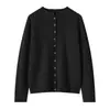 Suéter 100% Cachemir Puro Otoño e Invierno 2025 Cárdigan de Cachemir para Mujer, Suéter Exterior Holgado Abotonado, Suéter de Punto Estilo Perezoso