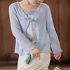 Chaqueta de Verano para Niñas, Cardigan Elegante de Moda Estilo Chino con Botones Antideslizante, Ropa con Protección Solar para Aire Acondicionado