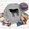 Amazon moda feminina outono e inverno camisa de manga comprida flor vaca ebay impressão independente estação atacado gola redonda suéter solto