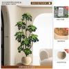 Decoración de Piso junto a Mueble de TV Sala de Estar Interior Grande Junto a Sofá Planta Artificial Pata de Pato Madera Simulación Planta Verde