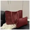 Bolsa Tote de Ombro Único para Axila Nova Moda Cor Sólida Textura Casual Simples para o Dia a Dia Grande Capacidade Bolsa para Sogra Conjunto de Duas Peças