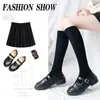 Medias blancas con lazo, calcetines hasta la pantorrilla, medias negras de tubo hasta la rodilla para niñas JK, medias de tubo hasta la rodilla de Lolita