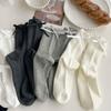 Suxinaimin - Calcetines blancos tipo JK para mujer, de primavera y verano, con lazo japonés, versátiles, color negro