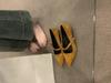 Zapatos Franceses de Tacón Medio Alto de Gamuza con Punta Aguda para Mujer Verano 2025 Elegantes con Falda Negros de Tacón Grueso Zapatos para Viajar al Trabajo