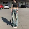 Jeans Reta Retrô Americano para Mulheres, Novo Estilo, Lavado e Desgastado, Caimento Solto, Emagrecedor, Caimento Fluido, Versão Estreita, Calça de Comprimento Total