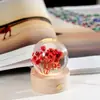 Suministro Transfronterizo Bola de Cristal de Resina Incrustada Luz Nocturna Flor Eterna Base de Madera Maciza Tallada en 3D Luminosa Regalo de Cristal