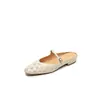 Mules Retro Calados Redondos de Tacón Bajo sin Cierre 2026 Verano Nuevo Moda Estilo Perezoso Pantuflas