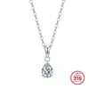 Pingente versátil em zircônia formato pera estilo coreano com corrente, corrente para clavícula gota d'água, colar de aço inoxidável 316 de luxo leve atacado